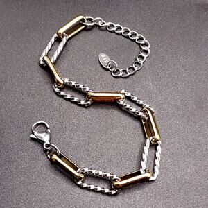 Gold & Silver Twisted Rope Chain Link Bracelet Y2K Anniversary Birthday Gift